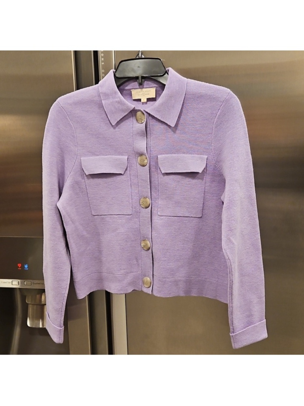 Sézane Lilac Button-Front Knit Jacket - Picture 4 of 15
